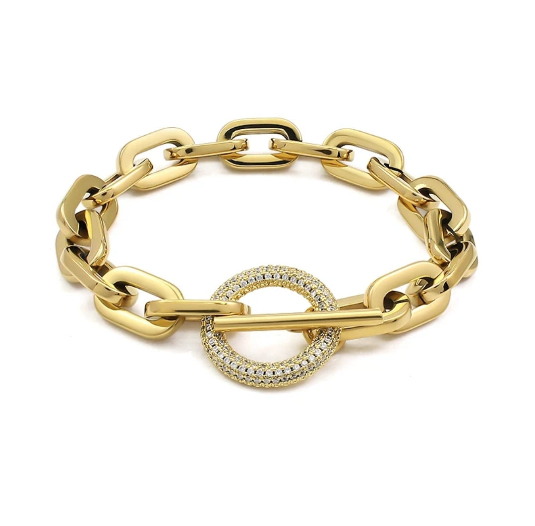 Unisex Paper Clip Link chain Bracelet. Zirconite 856B101