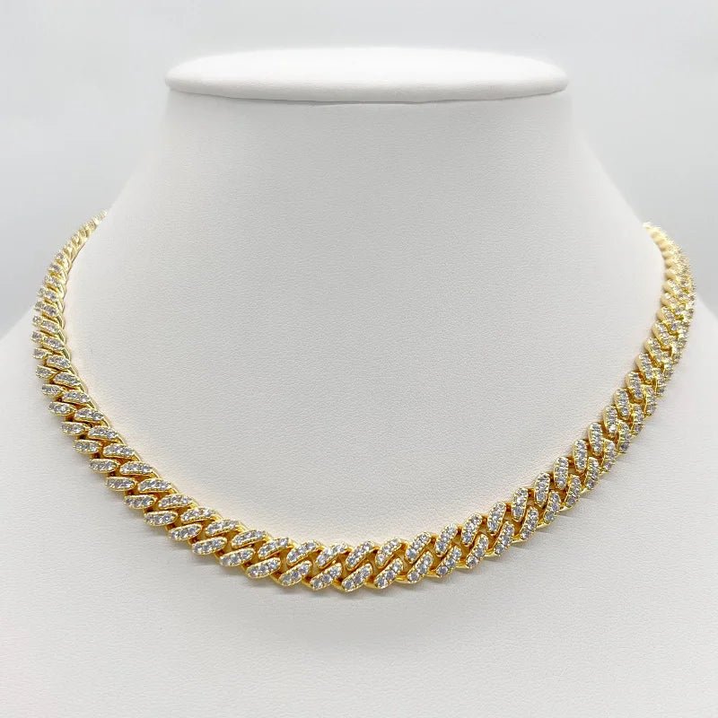 Cuban Cubic Zirconia Curved Link Necklace Zirconite . 818N