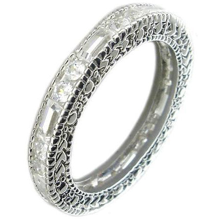 Art Deco Stackable Cubic Zirconia Filigree Eternity Band Ring. 501R23516