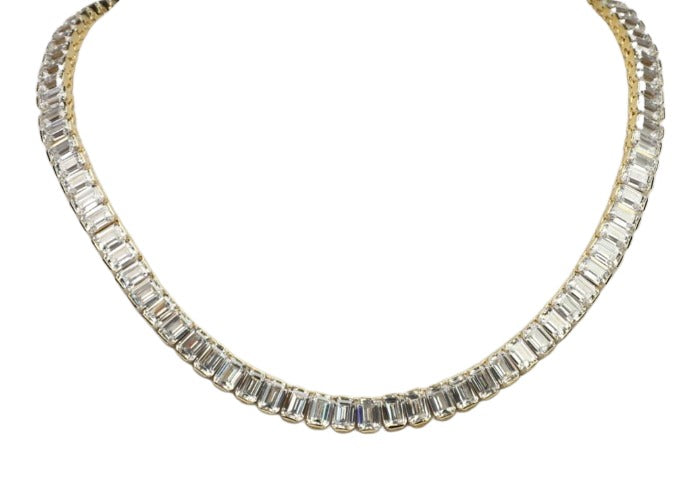 Emerald cut Zirconite Cubic Zirconia Necklace.  602N50162
