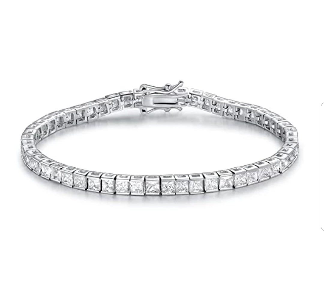 Princess Cut Square Zirconite Cubic Zirconia CZ Tennis Bracele. B602B30017