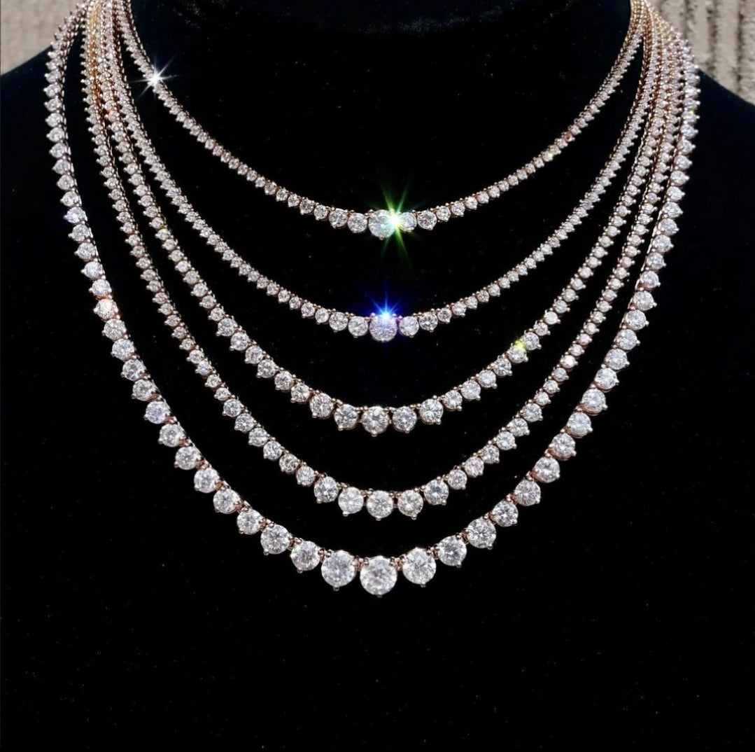 Cubic Zirconia Graduated Tennis Necklace. Zirconite 628N5316