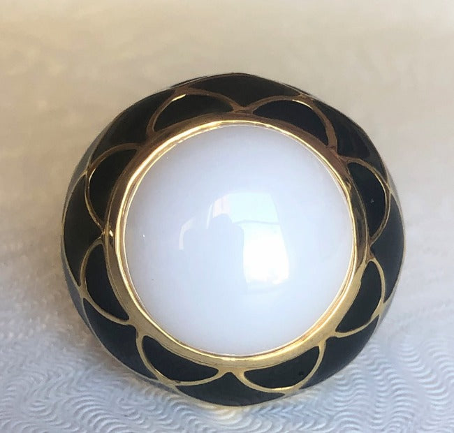 Enamel Dome Cabochon Gold Ring. Zirconite 501R9W185