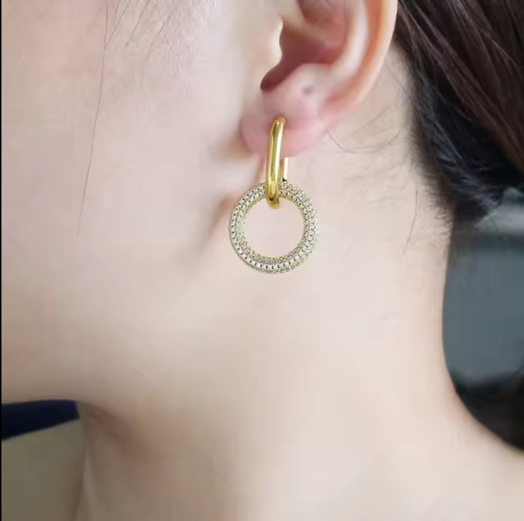 Stainless Steel Door knocker Earrings. Zirconite 856E101