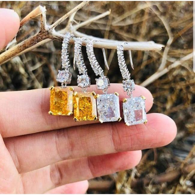 10CT TW radiant Diamond Veneer Cubic Zirconia Drop Earrings. 800E203