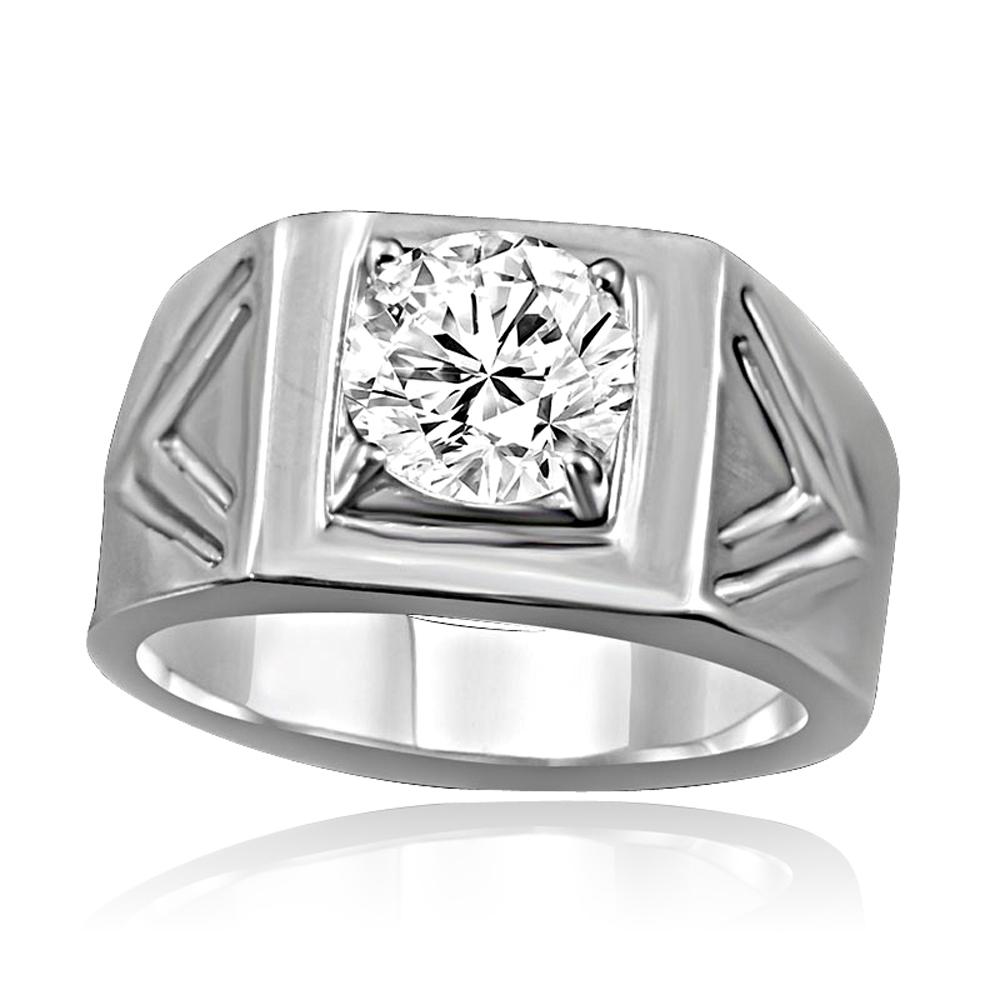 2CT Round Diamond Veneer Cubic Zirconia Men's Ring. 635R1036