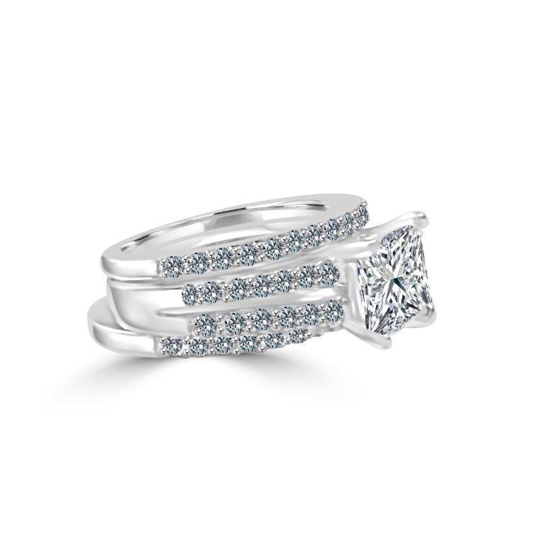 1.5CT Square Diamond Veneer Cubic Zirconia Ring Set. 635R72233