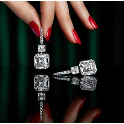 10CT TW Asscher Diamond Veneer Cubic Zirconia Drop Earrings. 800E201