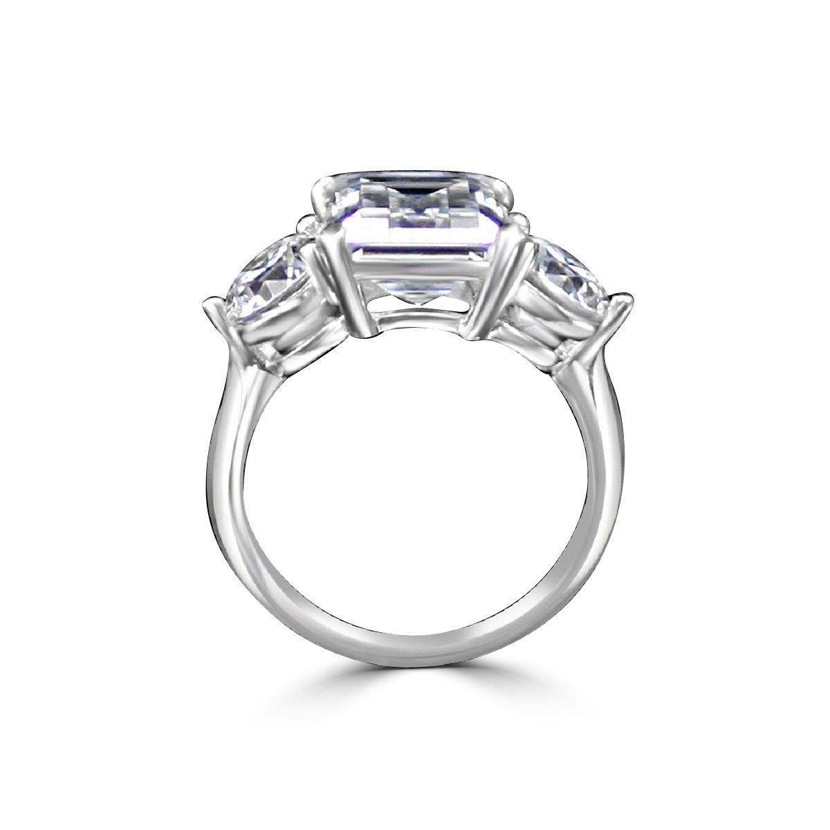 3.5CT Emerald Diamond Veneer three stone Ring. 635R72118EC