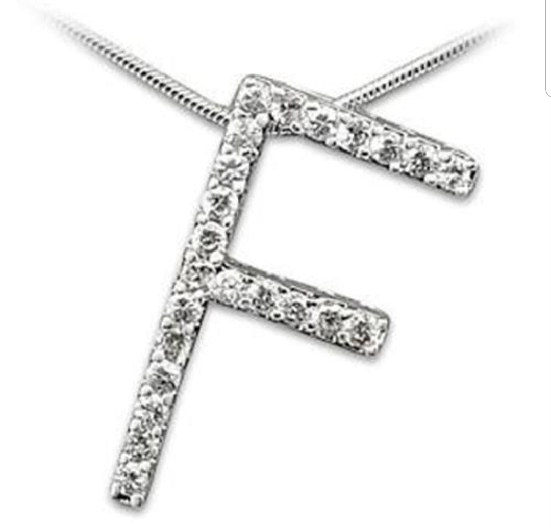 Large initials Pendant necklace Zirconite Cubic Zirconia . 501P