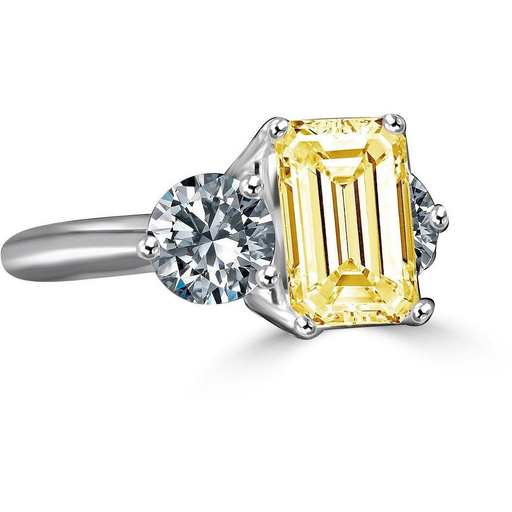 3.5CT Emerald Diamond Veneer three stone Ring. 635R72118EC