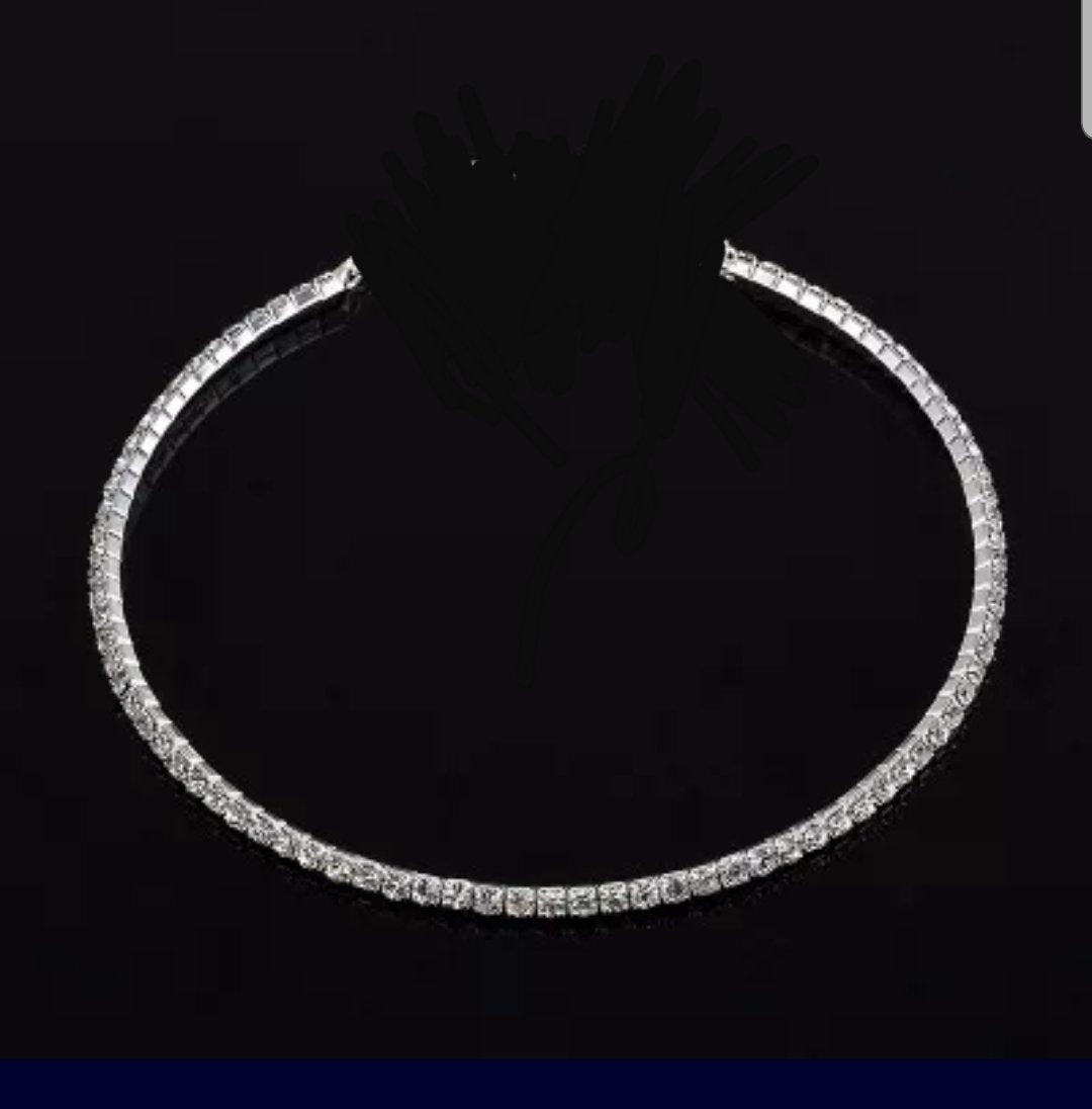 Fine Zirconite Crystals Set Choker Necklace 637N0014