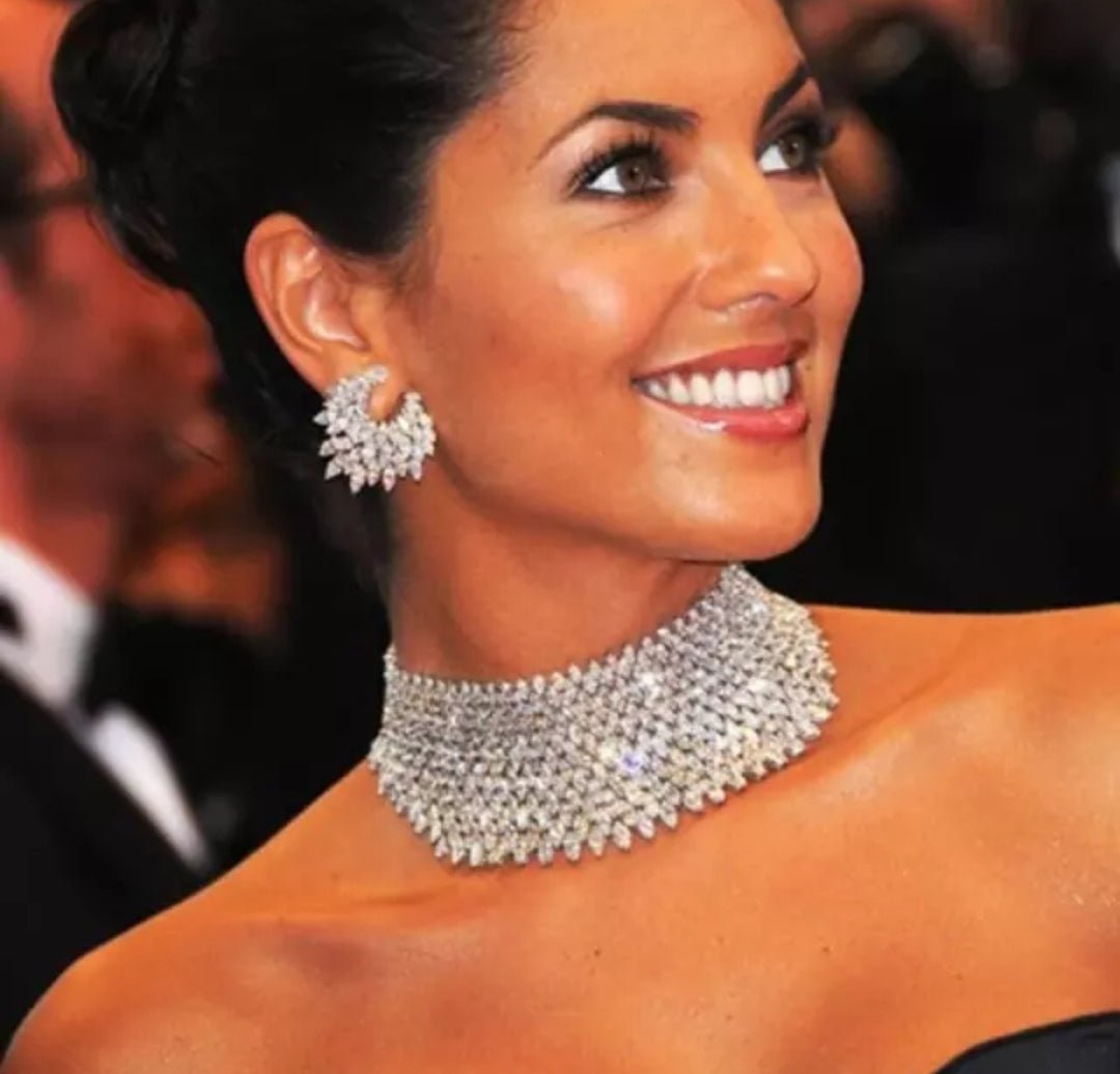 Zirconite Cubic Zirconia Choker Bib Necklace. 833N100