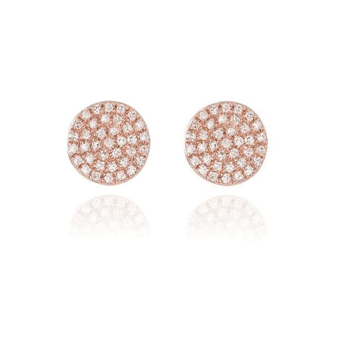 Round disc Zirconite Cubic Zirconia pave' Post Earrings. STE710