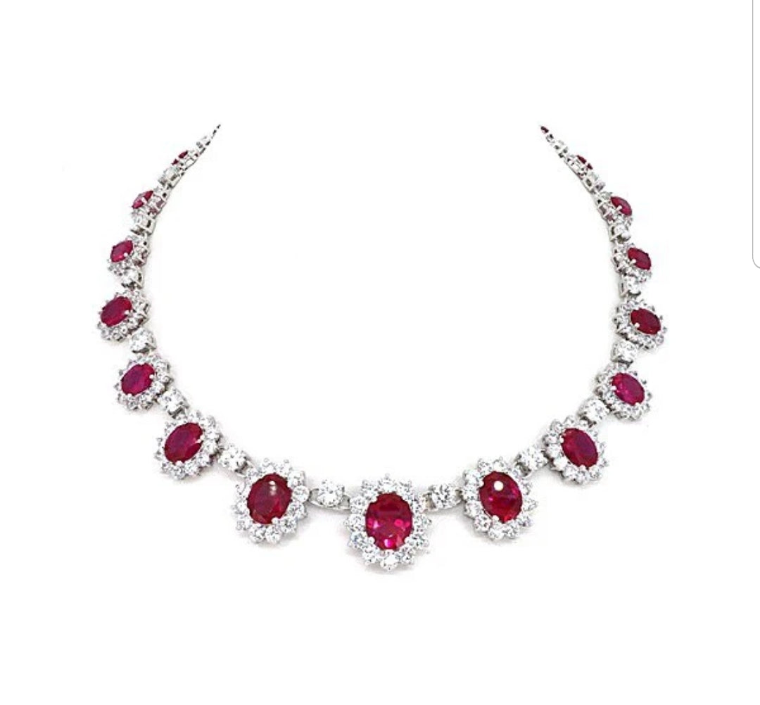 Oval Zirconite Cubic Zirconia Couture Necklace. 628N5099