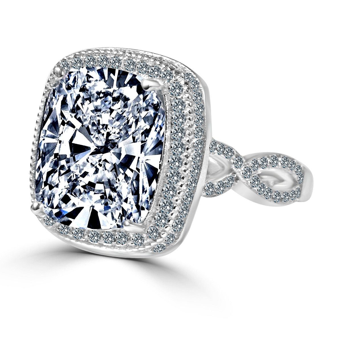 5CT Cushion Diamond Veneer Cubic Zirconia helo Ring. 635R0248