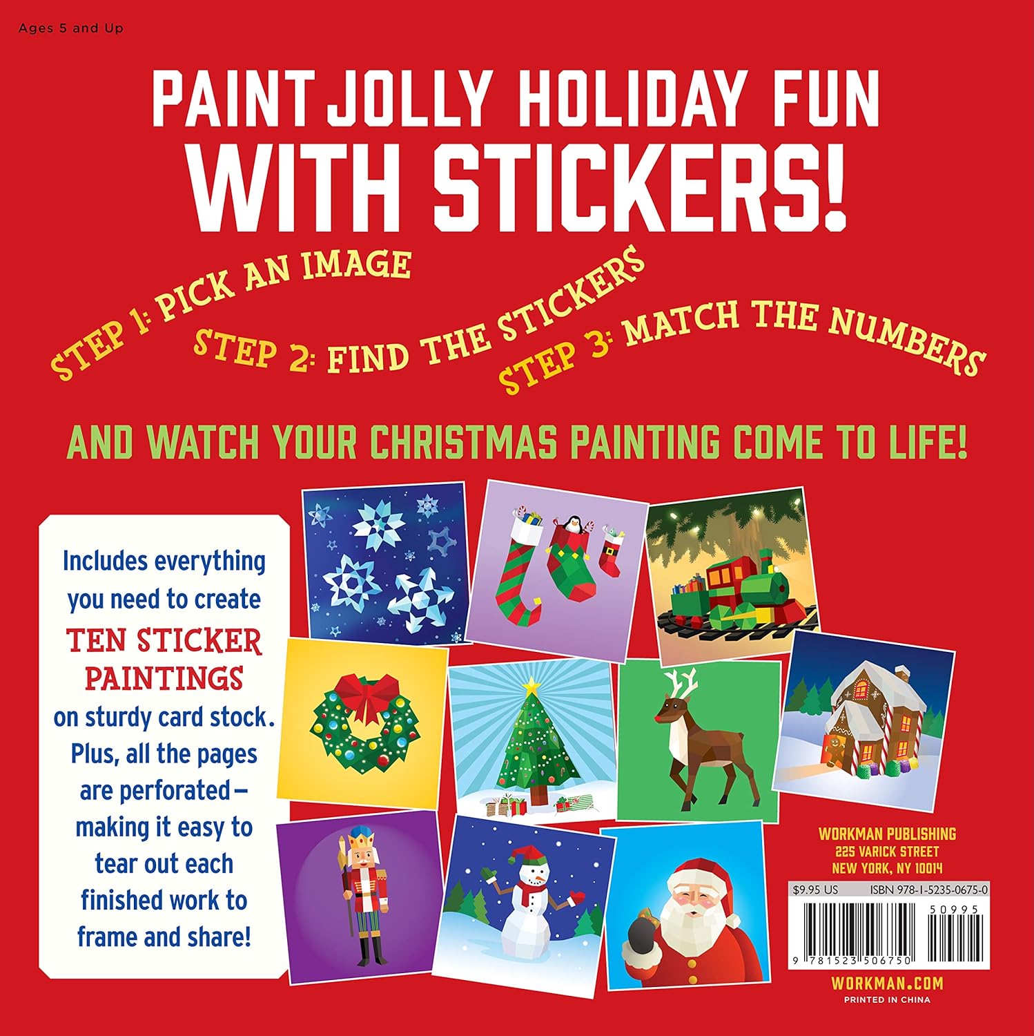 Paint by Sticker Kids: Christmas: Create 10 Pictures One Sticker at a Time! Includes Glitter Stickers Paperback