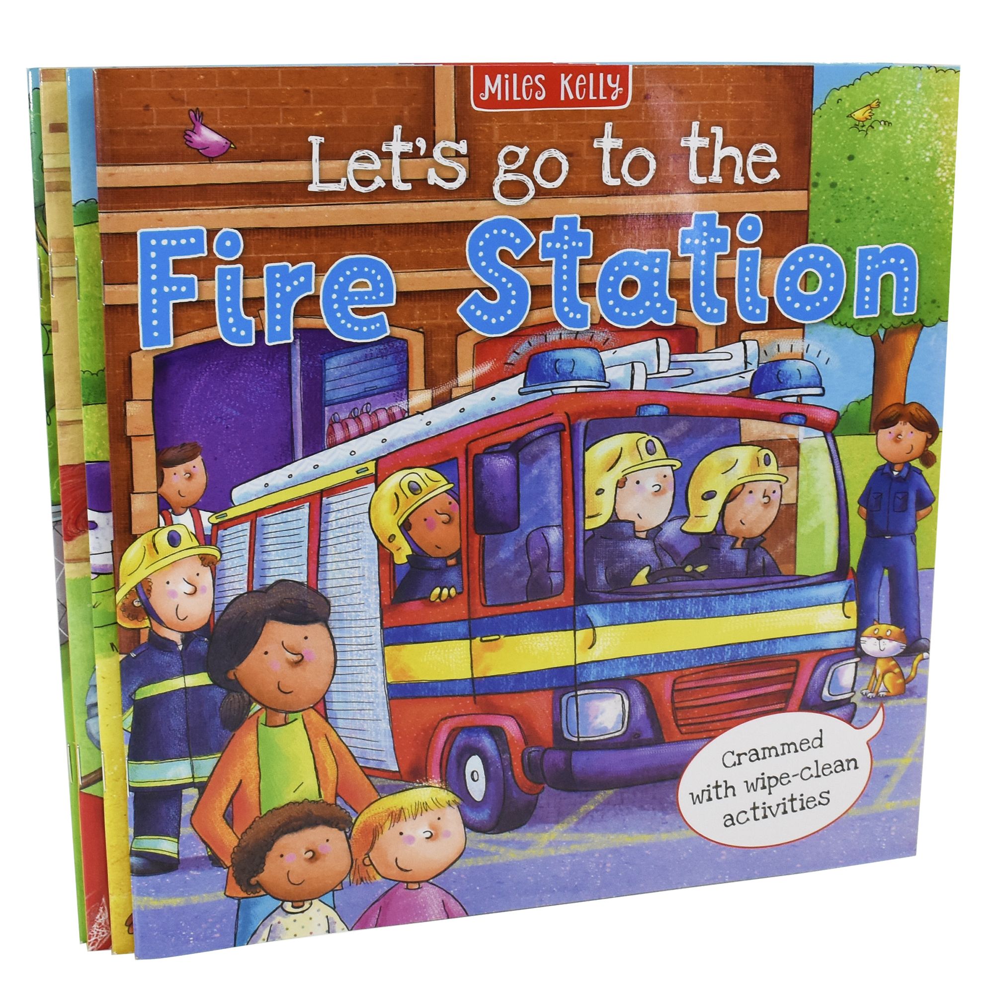 Let's Go to the Wipe Clean Collection Set 4 Books - Fire Station, Castle, Farm, Vet - Ages 5-7 - Miles Kelly