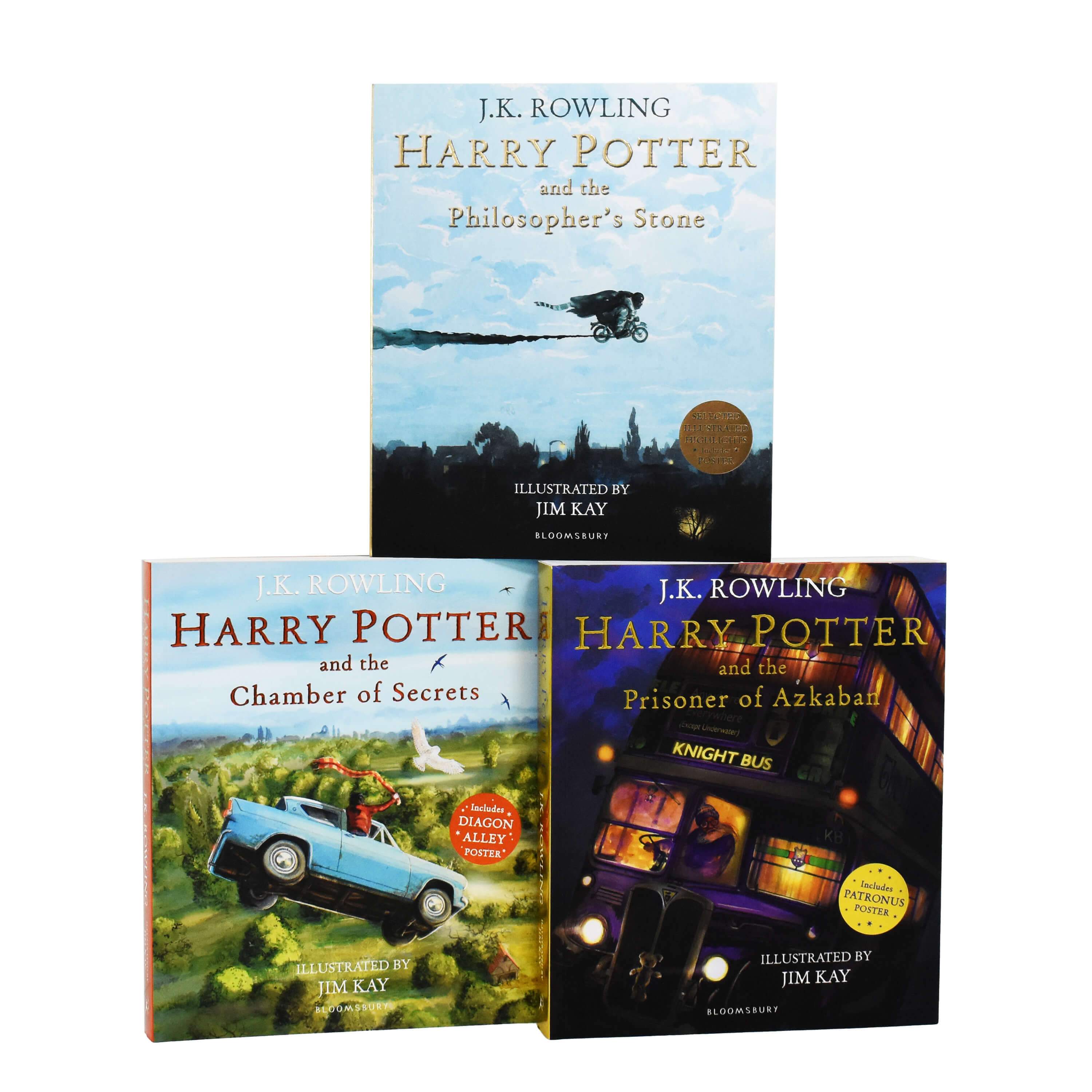Harry Potter by J.K. Rowling Illustrated by Jim Kay 3 Books Collection – Ages 9-14 – Paperback