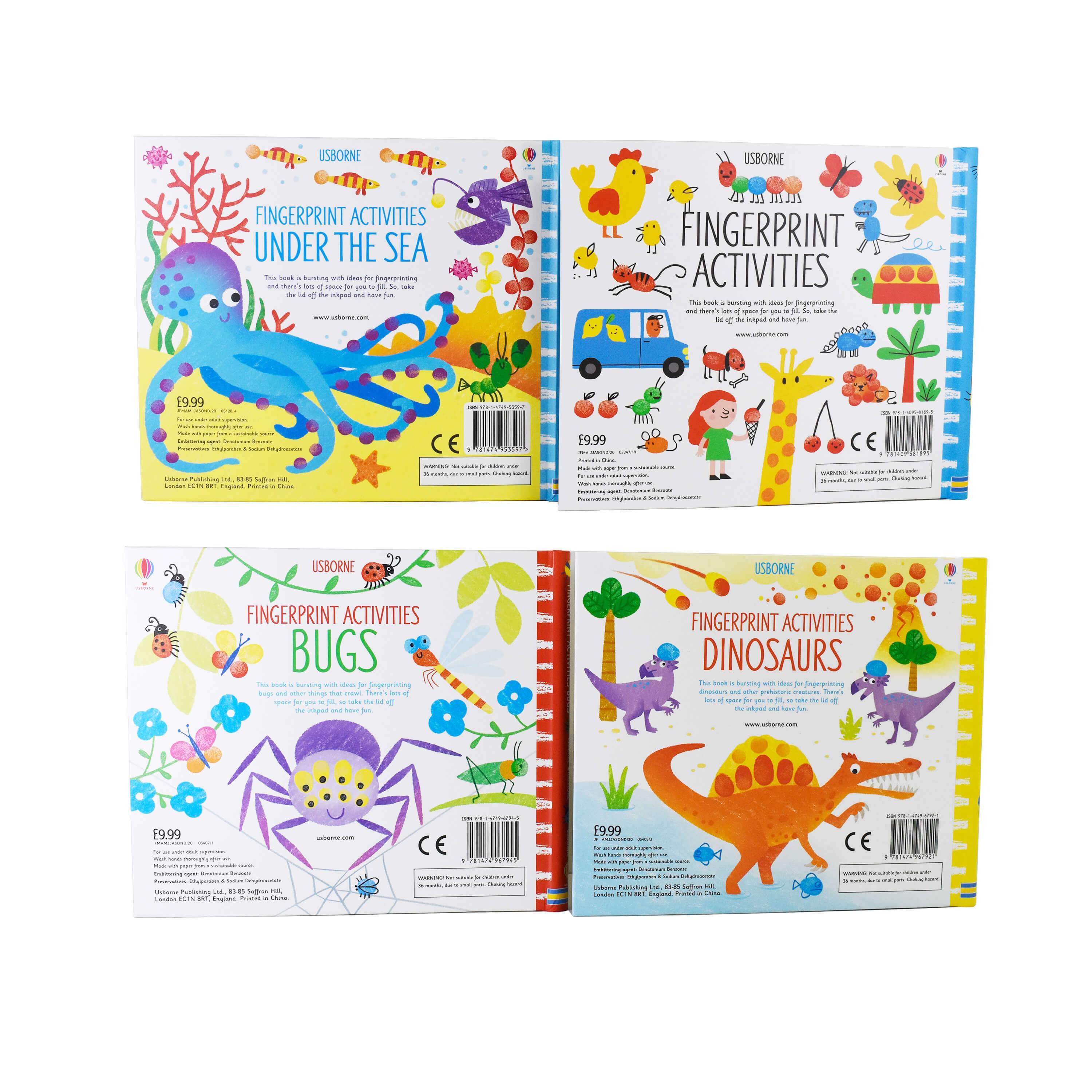 Usborne Fingerprint Activities By Fiona Watt 4 Books Set - Age 3+ - Spiral-bound