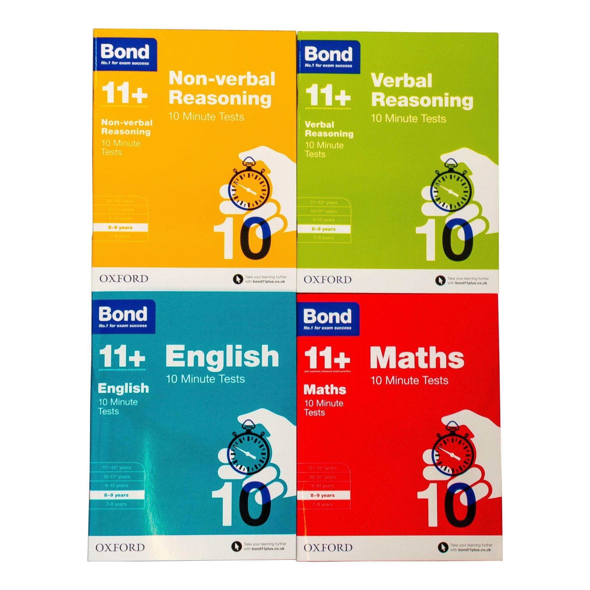 Bond 11+ Quick 10 Minute Tests (Age 8-9) by Oxford 4 Books Collection - Paperback
