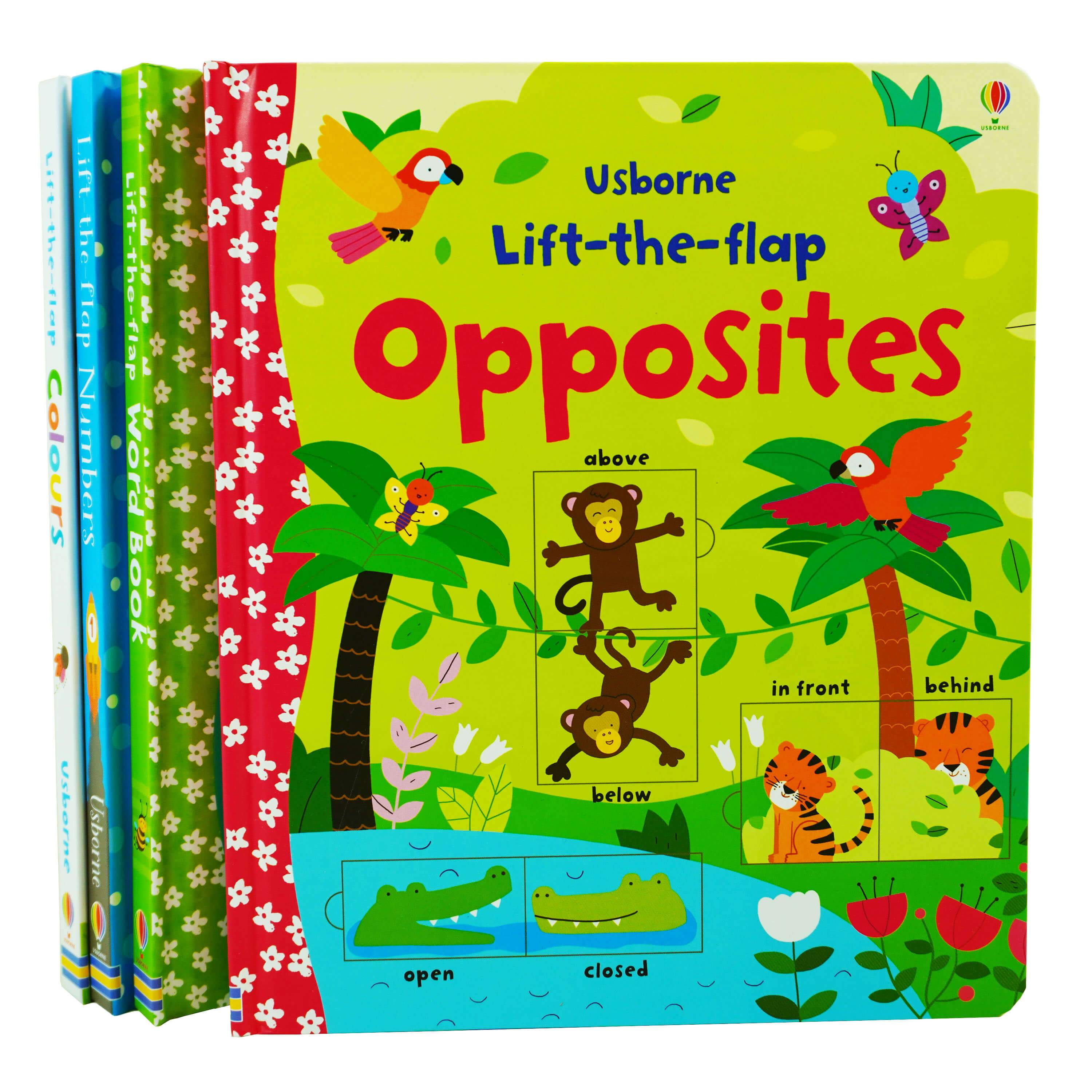 Usborne Lift The Flap 4 Books Collection Set (Words, Colours, Opposites & Numbers) - Ages 2-5 - Board Books
