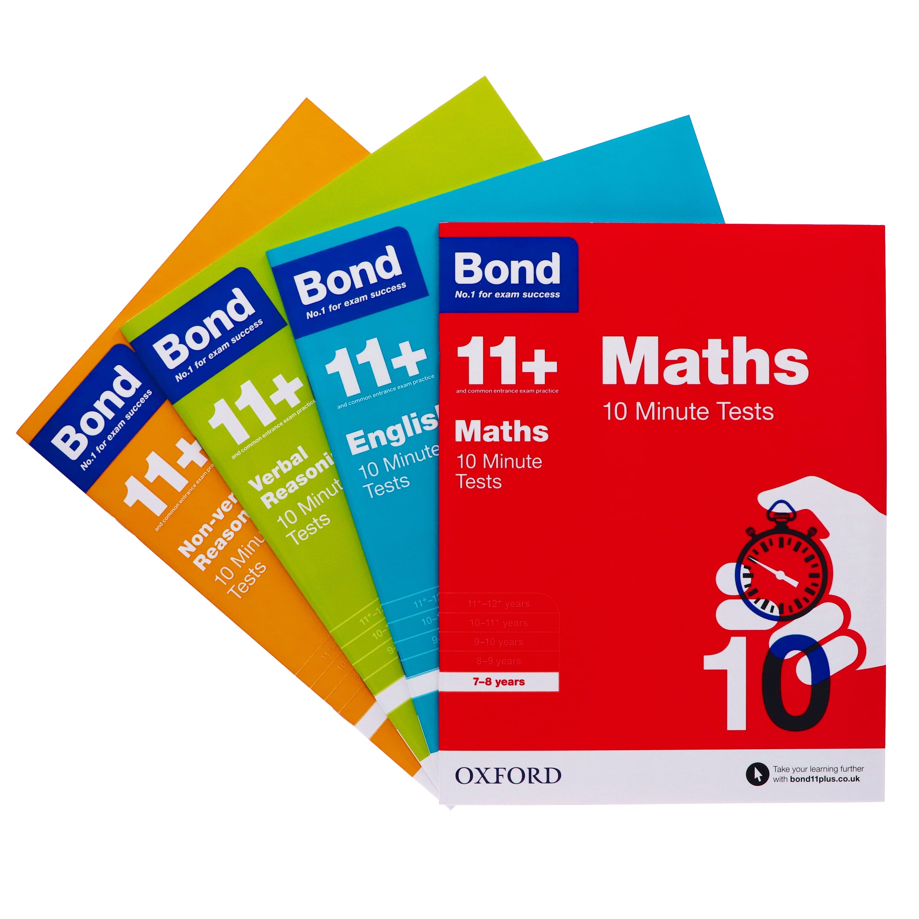 Bond 11+ Quick 10 Minute Tests (Age 7-8) by Oxford 4 Books Collection - Paperback