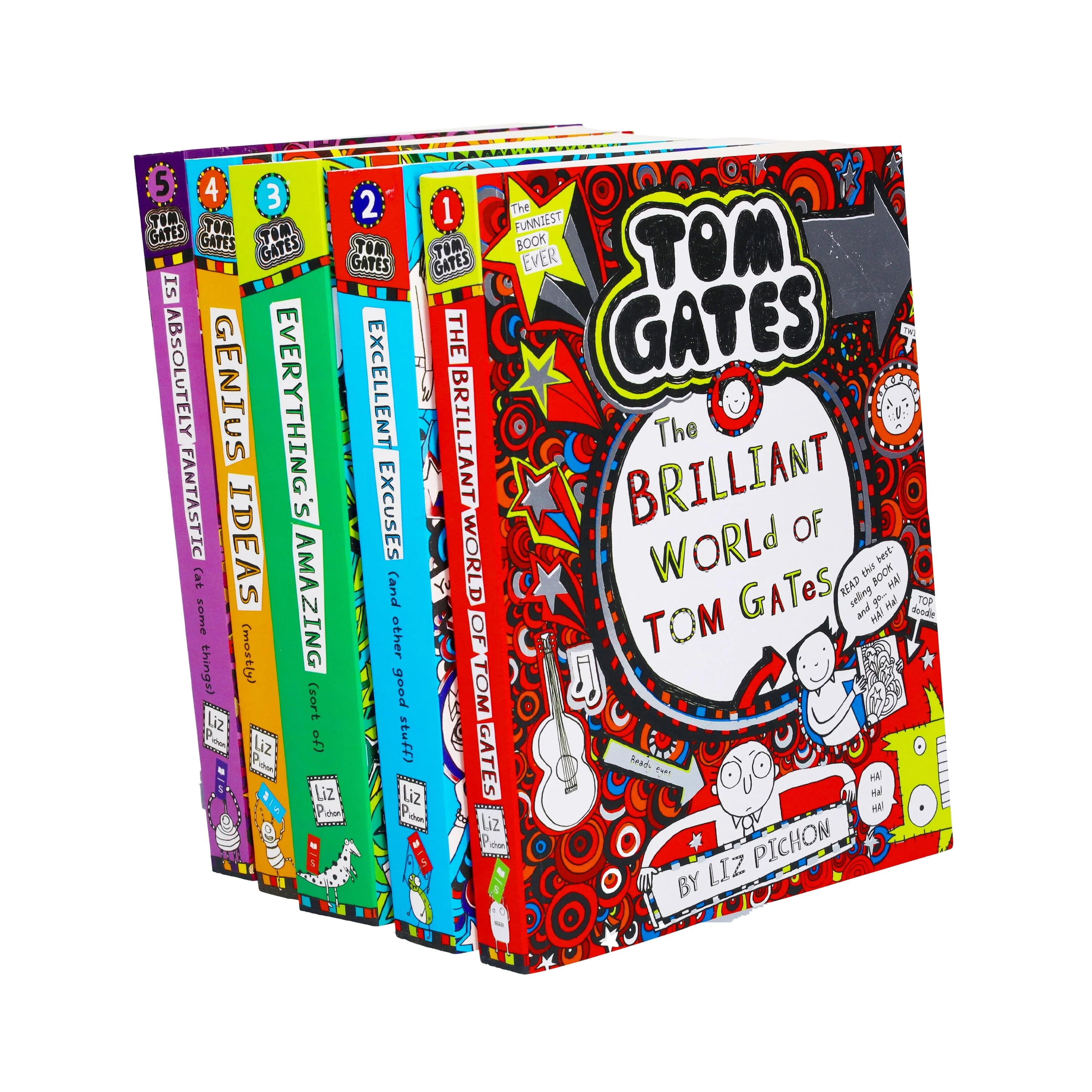 Tom Gates Series by Liz Pichon 1-5 Collection 5 Books Set - Ages 9-14 - Paperback