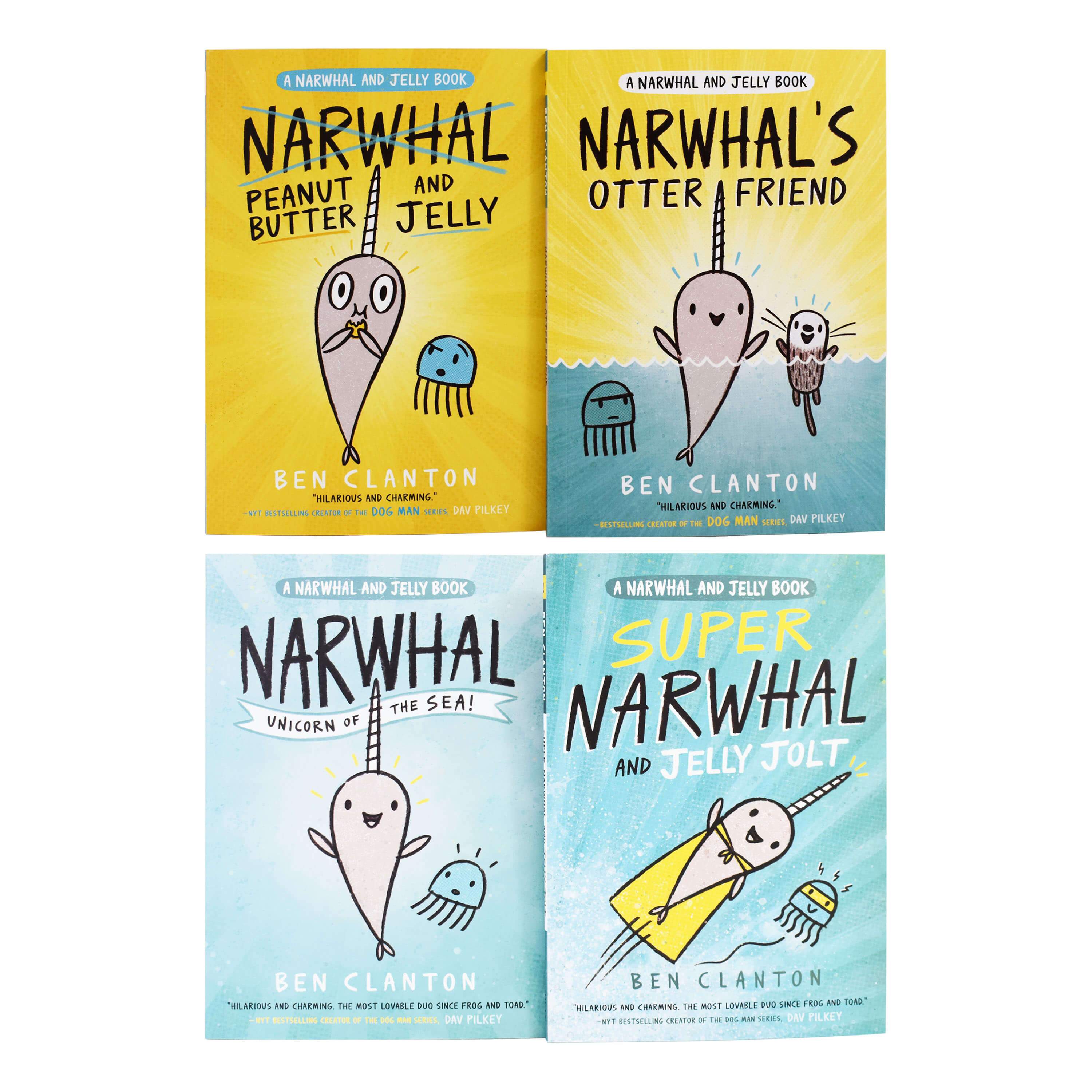Narwhal and Jelly 4 Book Set Collection by Ben Clanton - Ages 5-7 - Paperback