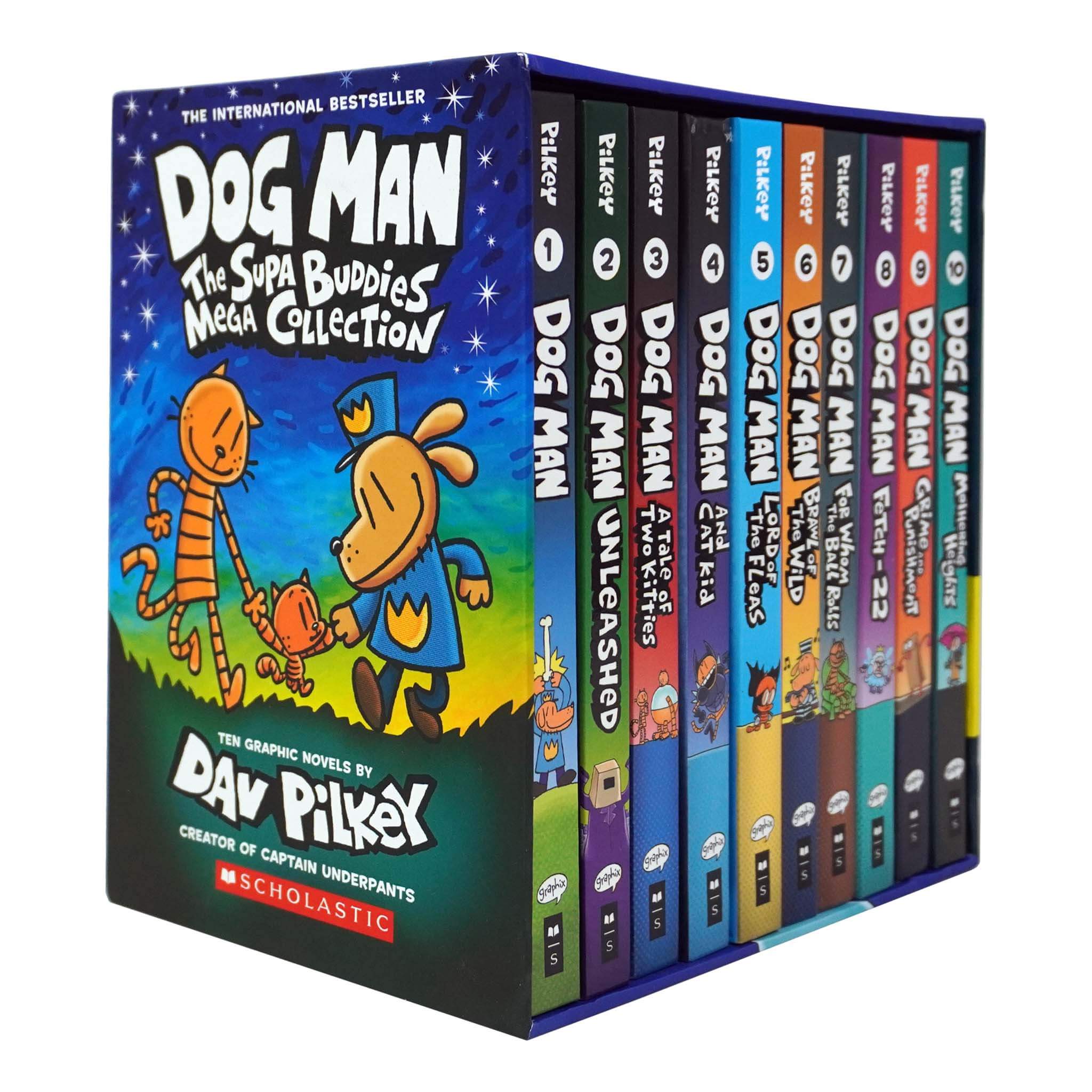 Dog Man 1-10: The Supa Buddies Mega Collection by Dav Pilkey 10 Books Box Set - Ages 6-12 - Hardback