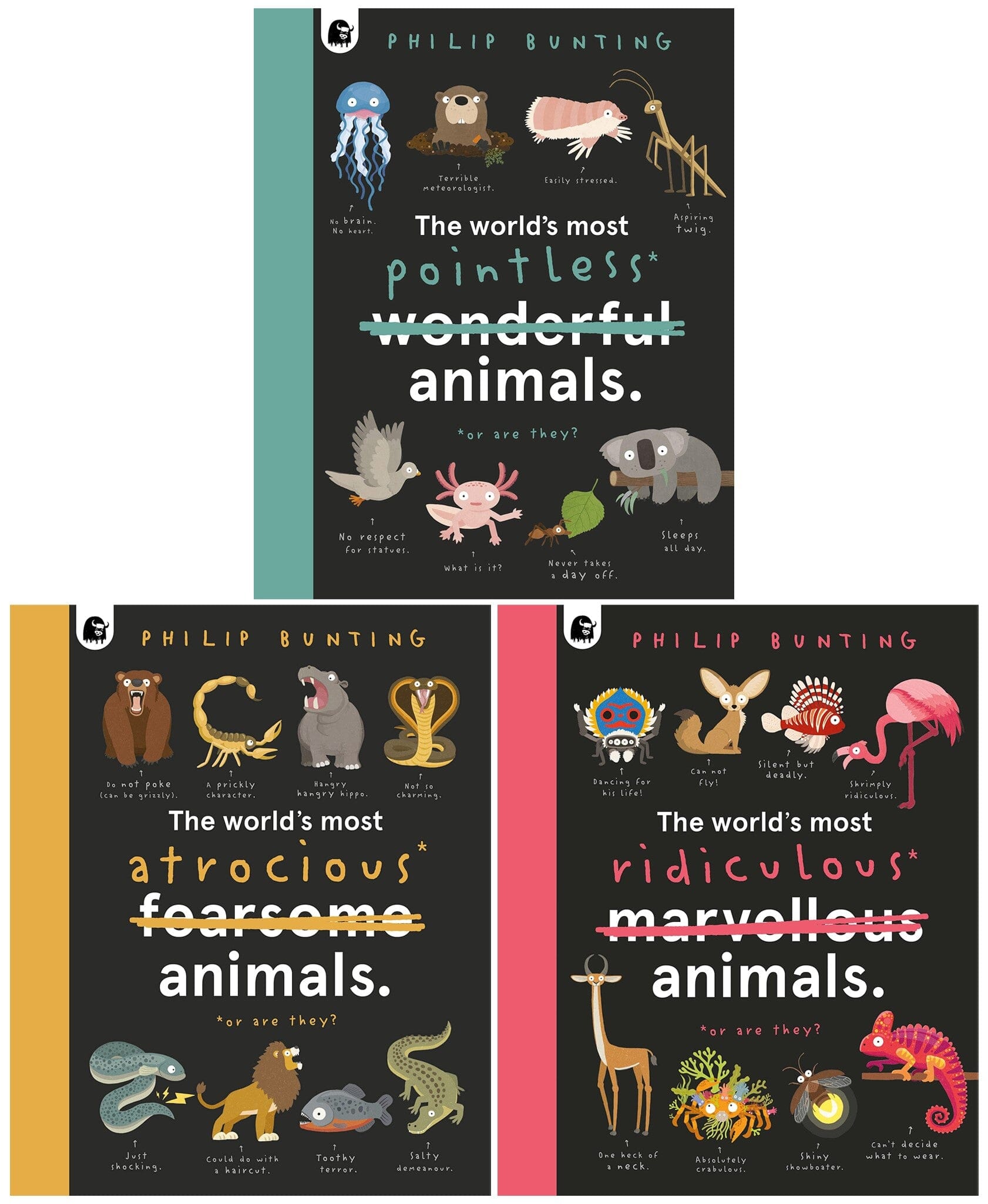 The World’s Most Pointless Animals by Philip Bunting: 3 Books Collection Set - Ages 5-7 - Hardback