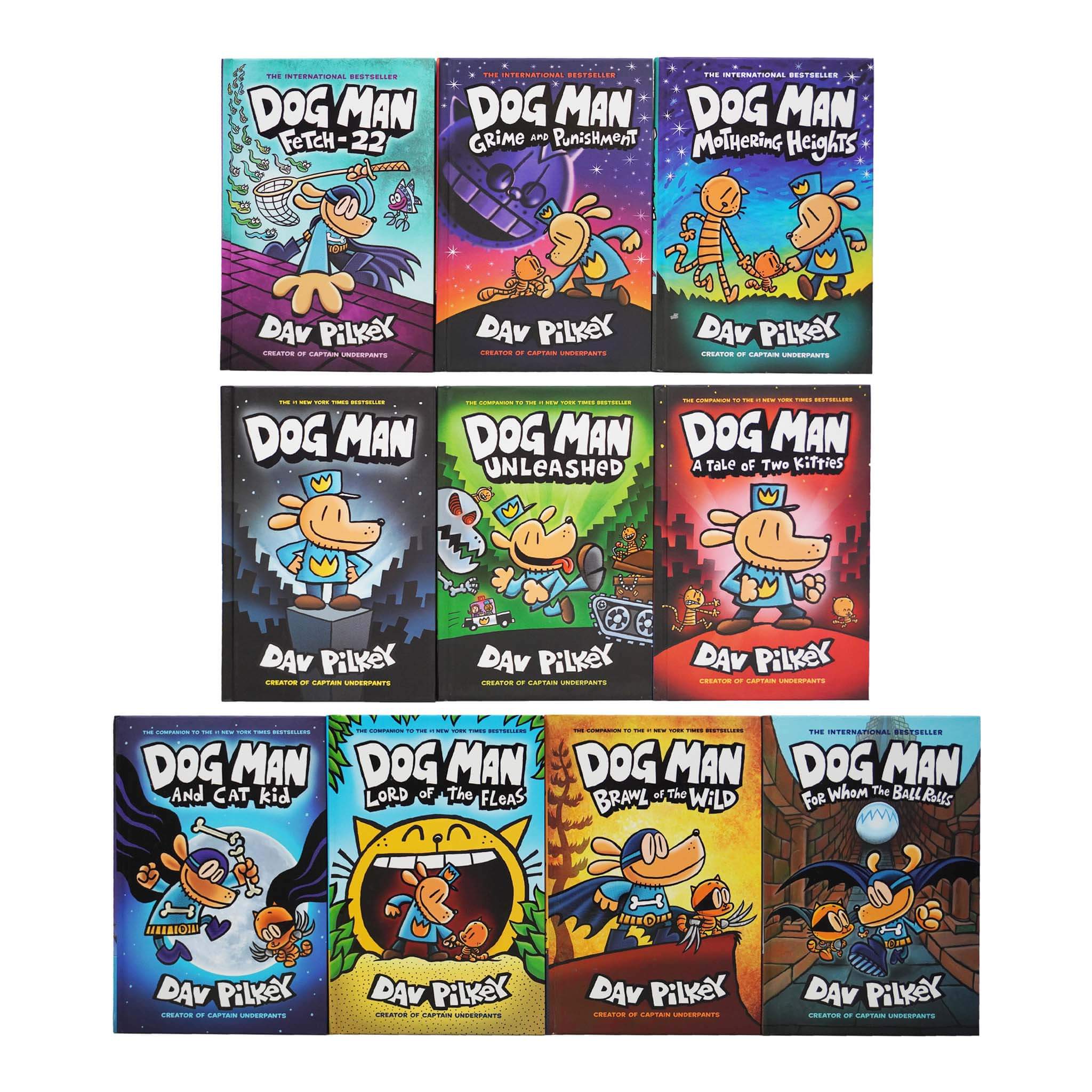 Dog Man 1-10: The Supa Buddies Mega Collection by Dav Pilkey 10 Books Box Set - Ages 6-12 - Hardback