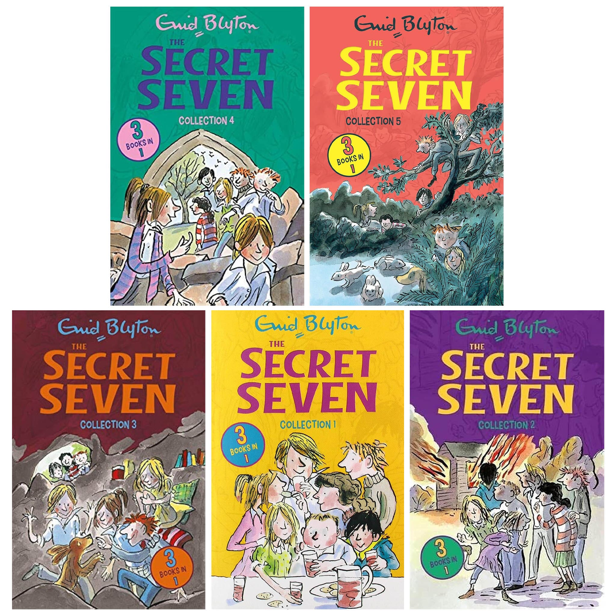 The Secret Seven Series By Enid Blyton 5 Books 15 Story Collection Set - Ages 6-8 - Paperback
