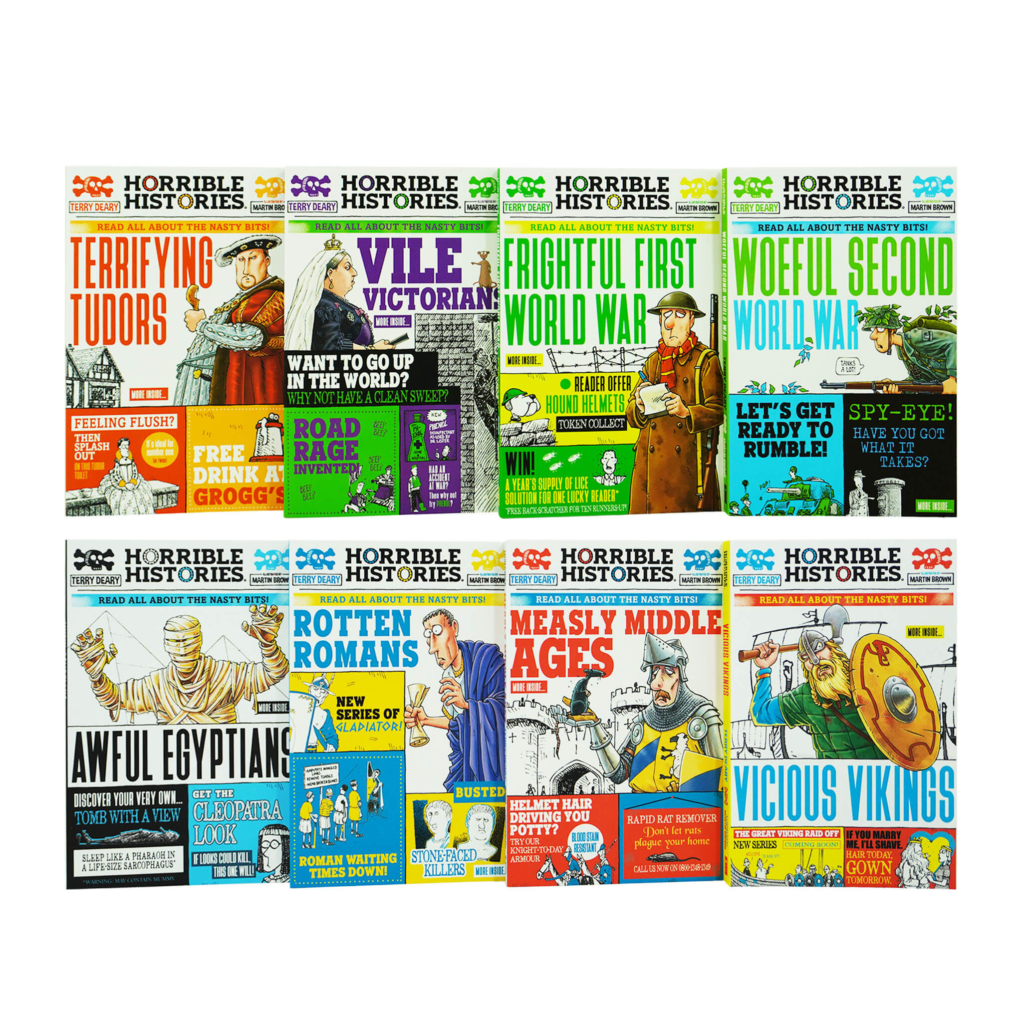Horrible Histories Savage By Terry Deary 8 Book Collection Set - Ages 7+ - Paperback