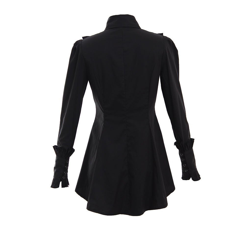 Chemise Gothique Victorienne Noire Ajourée pour Femmes - Haut Steampunk Romantique