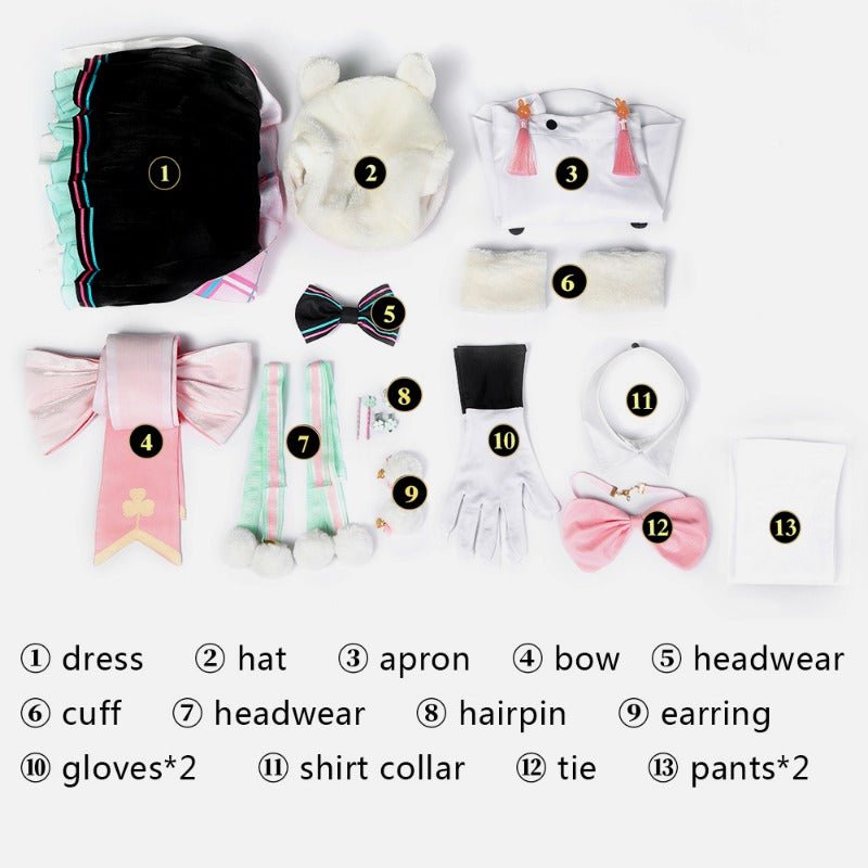 Costume Cosplay Magical Mirai 2021 Trèfle Lapin Miku avec Bottes - Tenue Hatsune Miku