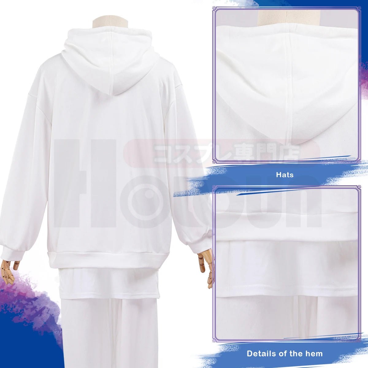 Costume Cosplay Anime Blue Lock Nagi - Perruque, Sweat, Pantalon Blanc avec Détails Rose