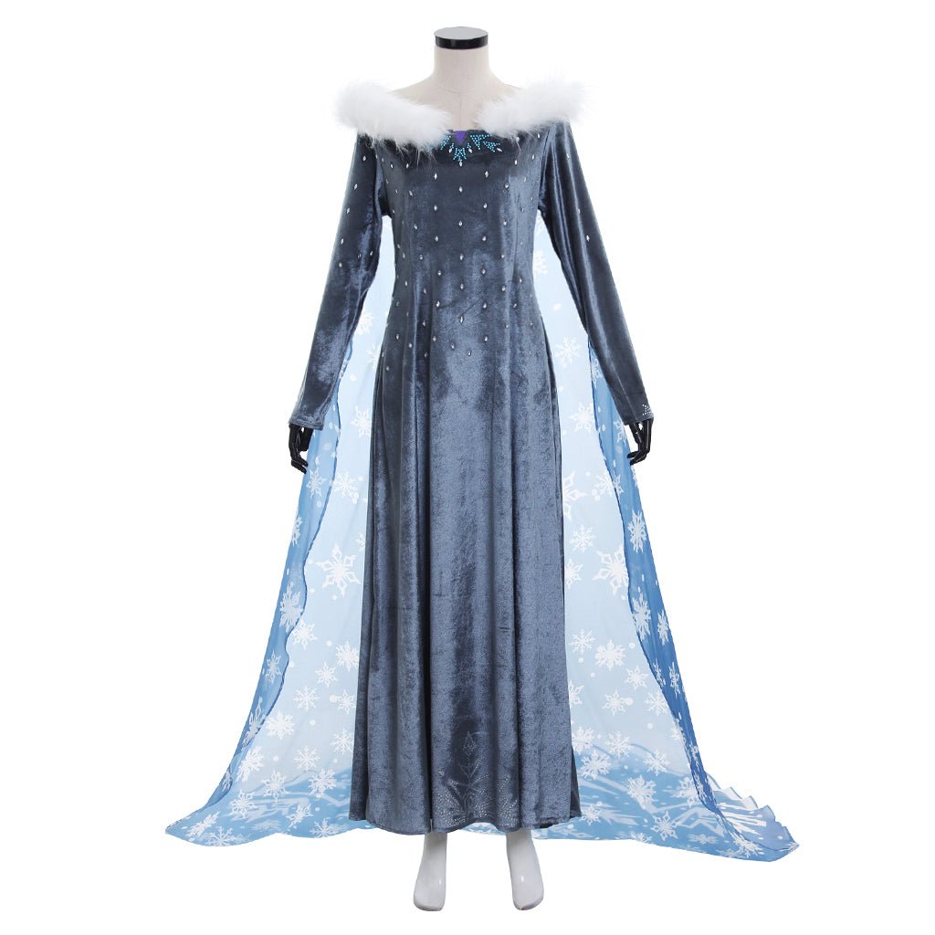 Robe en Velours Elsa Reine des Neiges | Costume Cosplay Femme pour Halloween