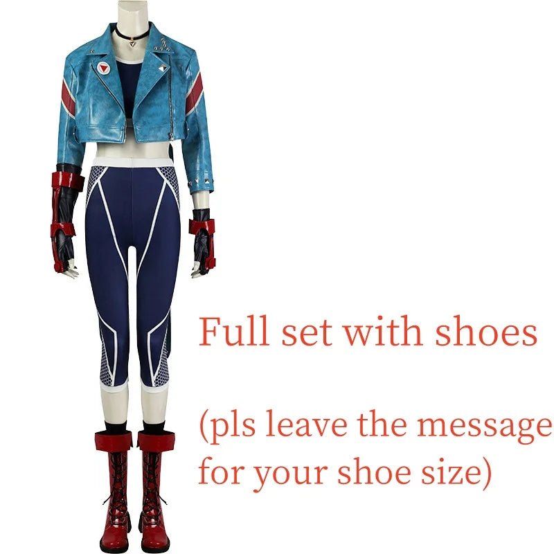 Costume Cosplay Cammy pour Femmes - Veste Punk, Crop Top & Pantalon - Ensemble Complet pour Halloween, Carnaval