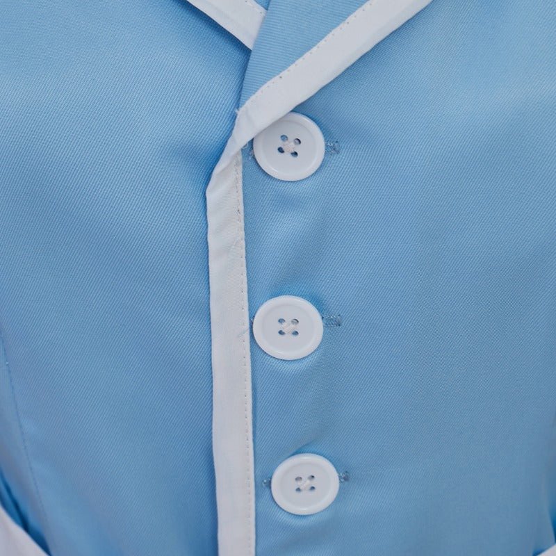 Costume Cosplay Inspiré de Waitress the Musical – Robe de Serveuse Bleue avec Tablier pour Femmes