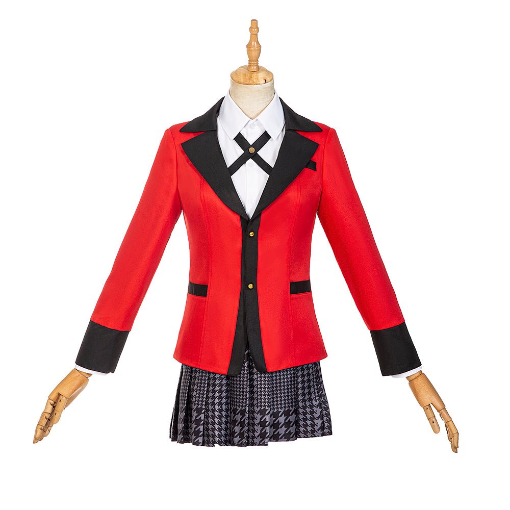 Costume Cosplay Jabami Yumeko Kakegurui pour Femmes - Robe Noire, Perruque et Bas Rayés