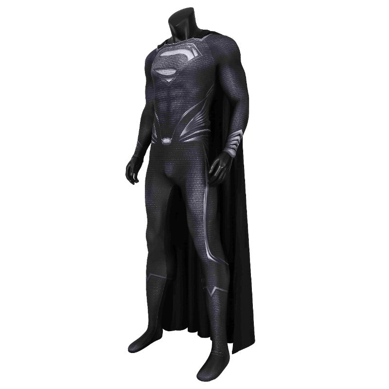 Costume Cosplay Justice League Man of Steel Superman Clark Kent Noir pour Enfants & Adultes