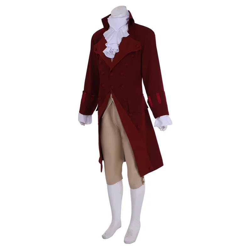 Costume Cosplay Homme - Suit Rouge Britannique 18ème Siècle | Victorian Rococo Marquis Colonial