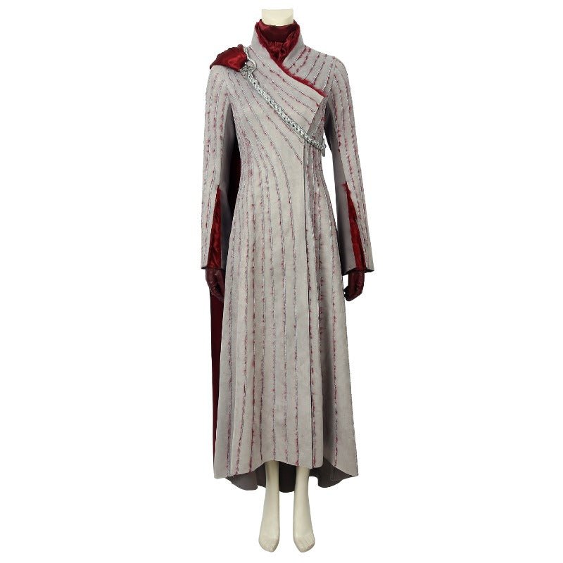 Costume Cosplay Daenerys Targaryen - Robe à Manches Longues pour Femme avec Broche pour Halloween & Fêtes