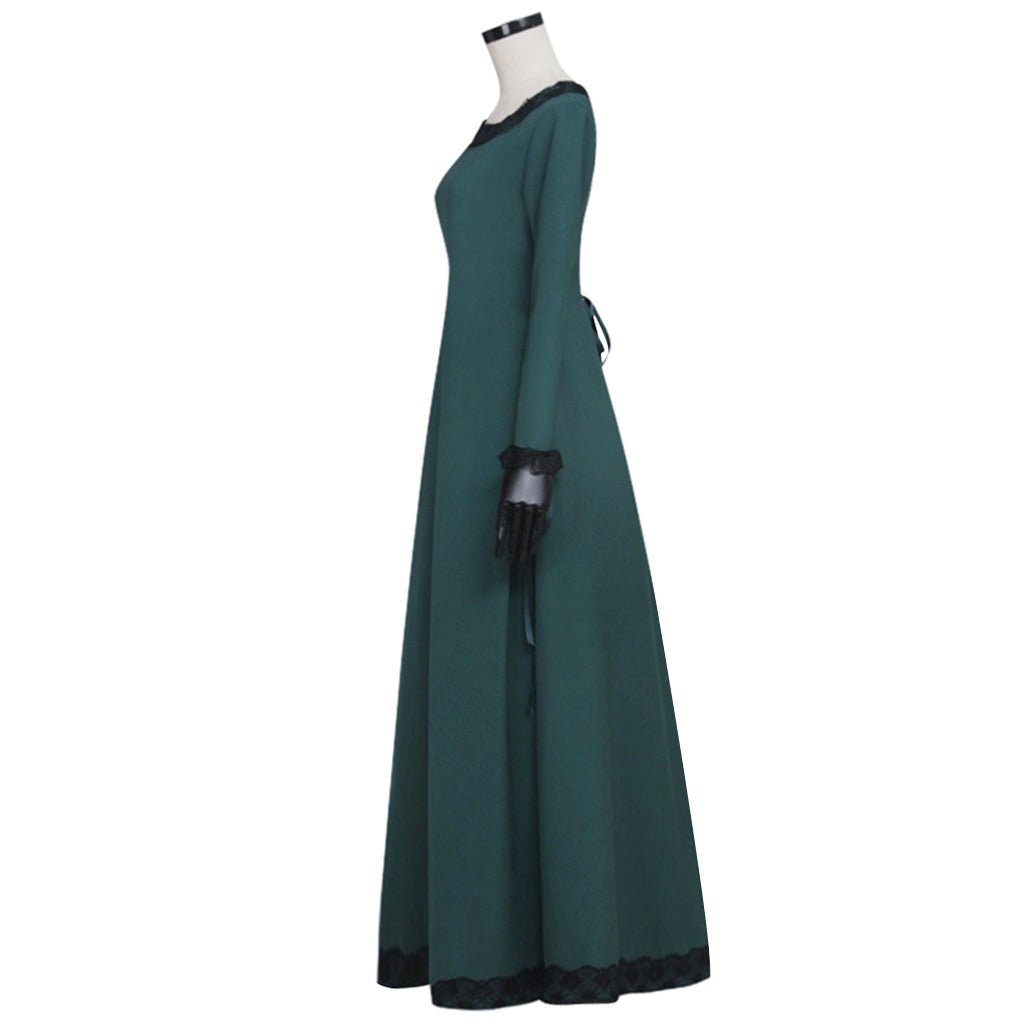 Robe Médiévale Renaissance Irlandaise Costume Paysan Retro Vert Foncé pour Cosplay