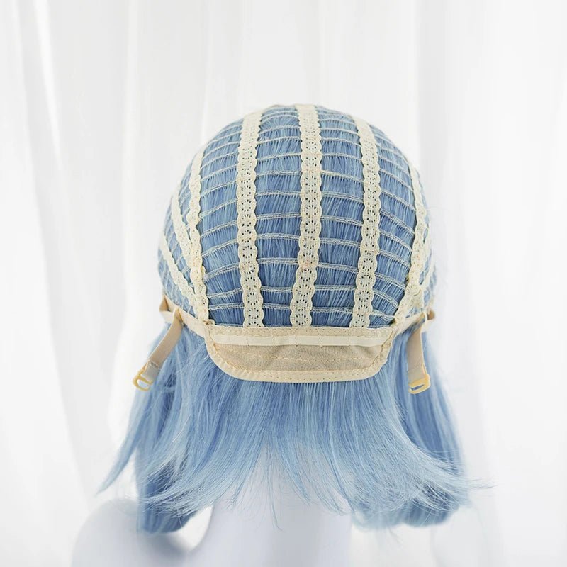 Perruque Cosplay Irelia LOL Nouveau Skin 35cm Dégradé Bleu - Cheveux Synthétiques Résistants à la Chaleur