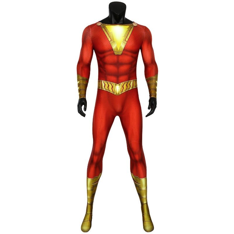 Costume Cosplay Shazam Billy Batson Captain Marvel Combinaison Zentai Serrée