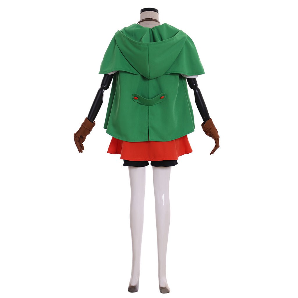 Costume Cosplay Linkle Elfe Ensemble Complet avec Cape Verte, Chemise, Pantalon et Jupe
