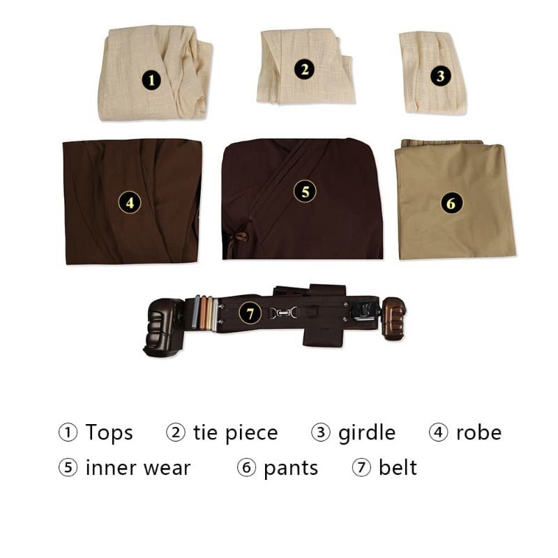 Costume Cosplay Obi-Wan Kenobi Robe Complète pour Halloween et Fêtes