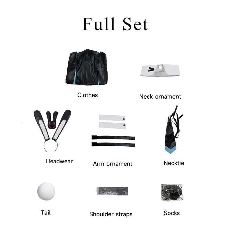 Costume Fille Lapin Ruan Mei Honkai Star Rail pour Femmes - Combinaison Uniforme Noir et Bleu